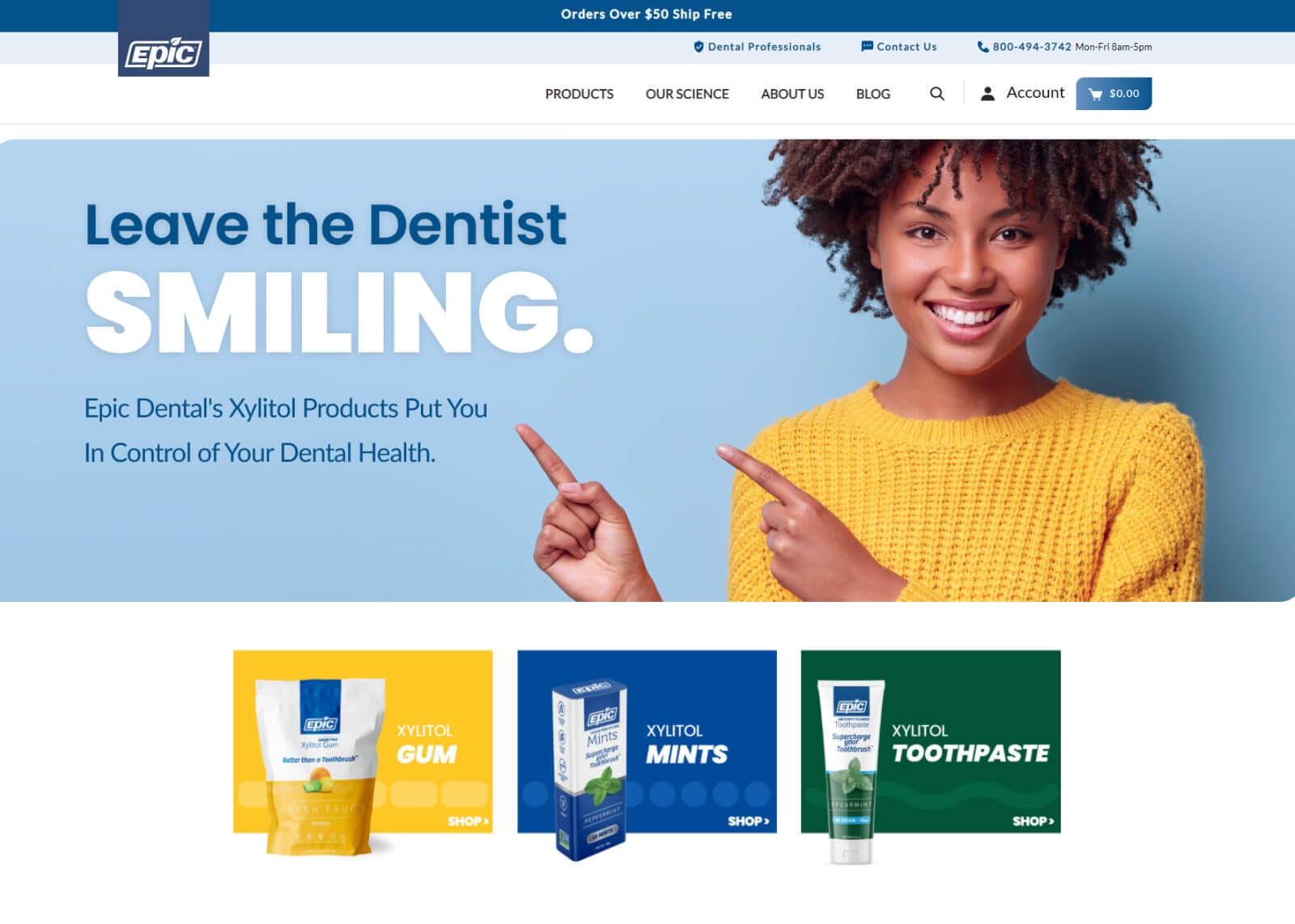 Epic Dental website screenshot
