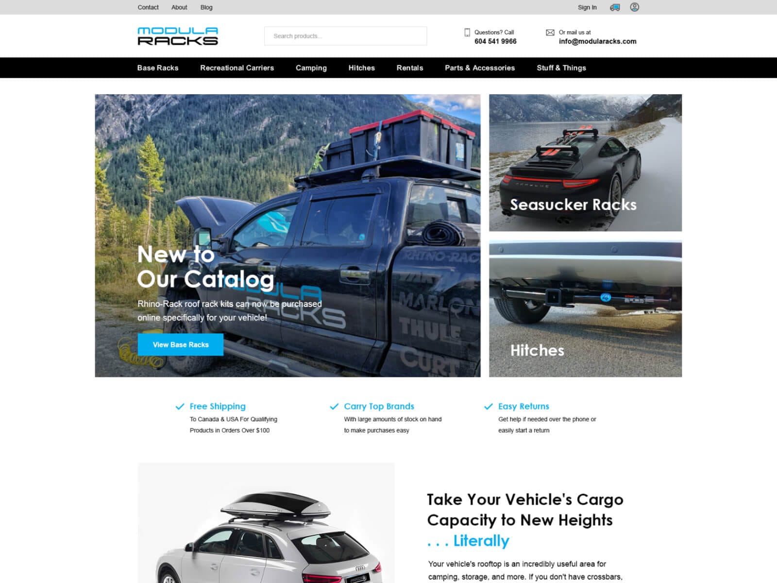 Modula Racks website screenshot