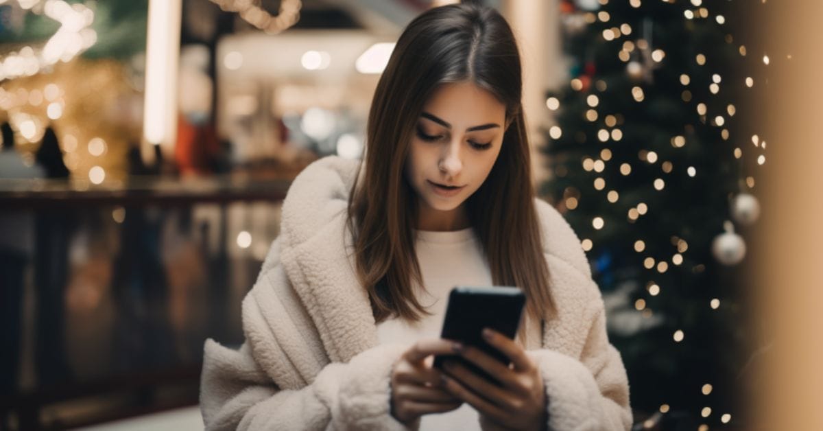 a woman looking at a phone